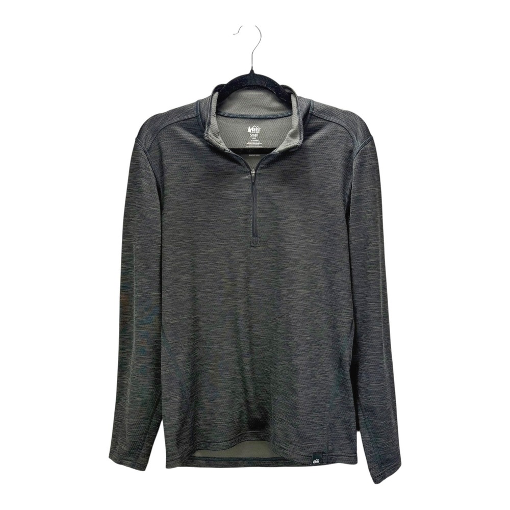 REI Co-op Mens Small 1/4 Zip Pullover Long Sleeve Gray Outdoor Hiking Activewear